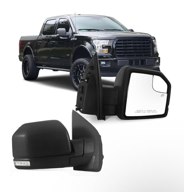 Side mirrors fits Ford F-150 2015 - 2020 8 pins Power Heated  Signals temp sensor