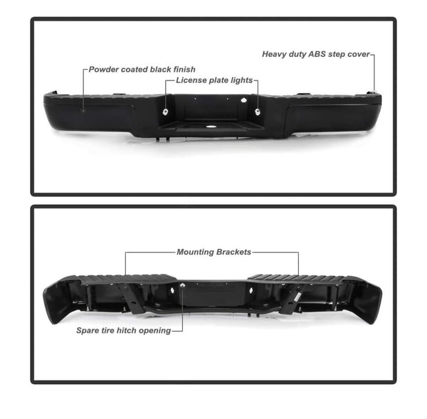 Rear Complete bumper assembly for Ford F-150 2009 - 2014 w/o sensor holes