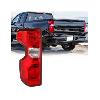 Tail Light Rear Lamp Compatible With 2019 2020 2021 2022 2023 Chevy Silverado 1500 2500HD 3500HD Halogen Type NON-LED Model Left Driver Side Taillight Brake Signal Assembly with Bulb & Harness