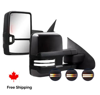 Power Folding switch back Towing Mirrors Fits 2014 - 2018 Pair Power Heated with Smoked Signal
