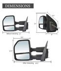 Towing mirrors fits Ford F-150 2015 - 2020 22 pins Power Heated  Smoked Signals temp sensor