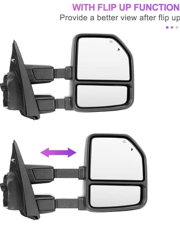 Towing mirrors for Ford f150 2018-2020 Power heated Blind spot monitor Temperature sensor puddle lights