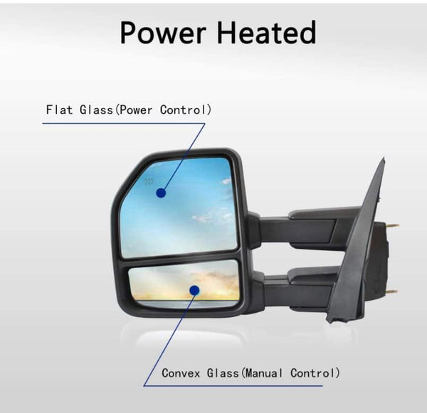 Towing mirror fits Ford F150 2015 - 2018 8 pins Passenger side RH Power Heated Signals , temp sensor