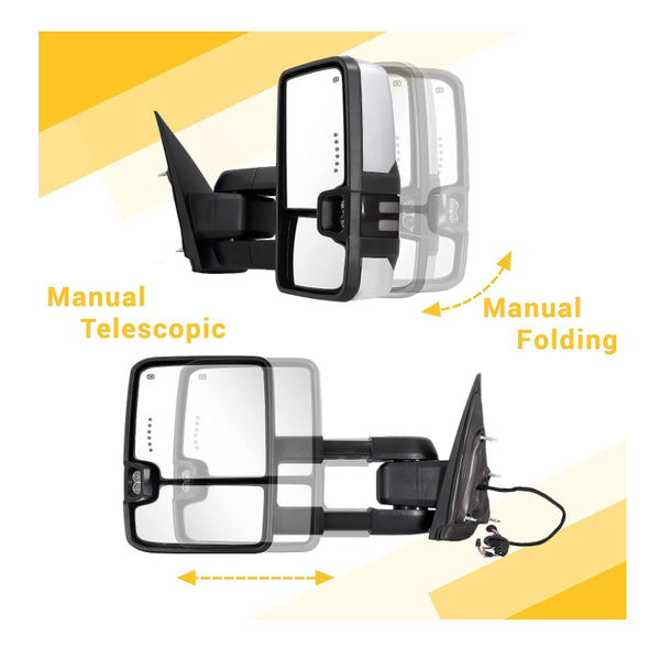 Switch back tow mirrors for Chevy Silverado GMC Sierra 2014 - 2018 1500 powered heated, turn signal