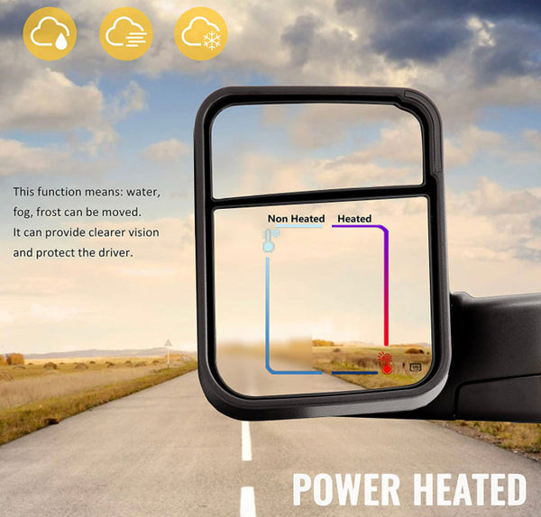 New Style power folding Towing Mirrors Fits Dodge Ram 2009 - 2018 Black Pair Power Heated
