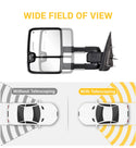 Towing mirrors for Silverado Sierra white led Running lights Amber turn Signal power heated