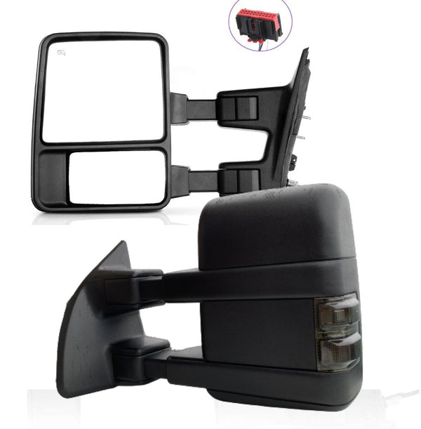 Towing Mirrors for Ford F250 F350 F450 2008 - 2016 Pair Power Heated Smoked Signals - Tecman Automotive inc  