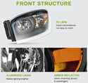 Headlamps set Dodge Ram 06-08 black housing clear lens