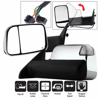 Towing Mirrors Fits Dodge Ram 2009 - 2018 Power heated